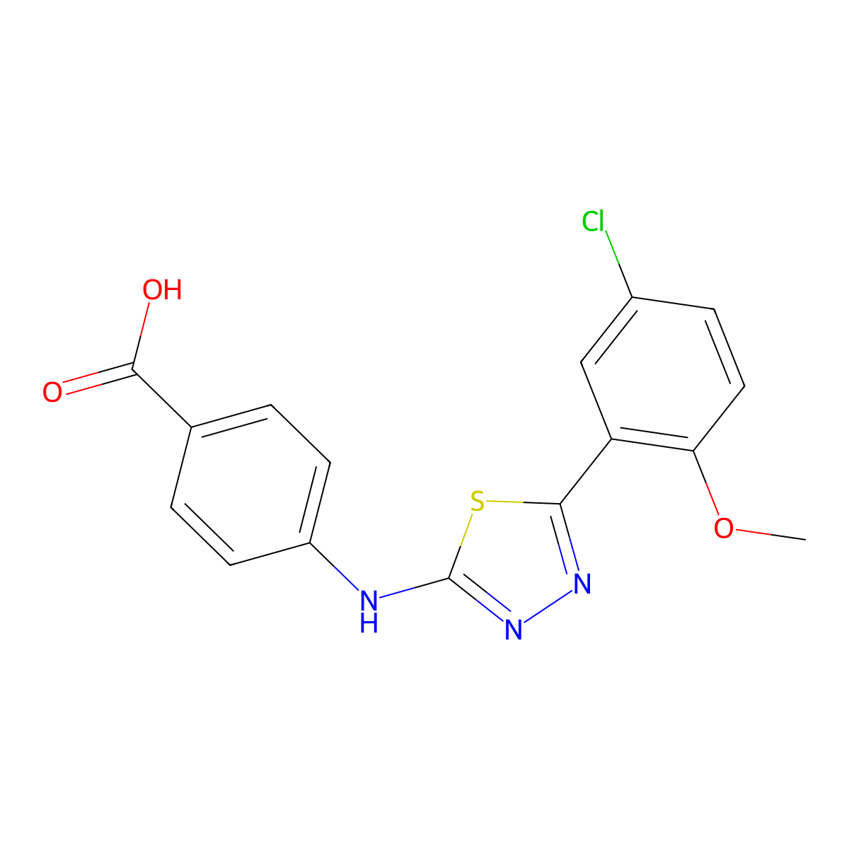 4-[[5-(5-Chloro-2-methoxyphenyl)-1,3,4-thiadiazol-2-yl]amino]benzoic acid molecular structure, CAS 634174-15-5