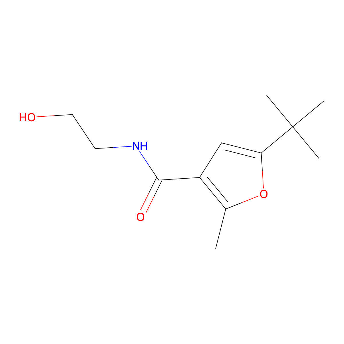 5-tert-butyl-N-(2-hydroxyethyl)-2-methylfuran-3-carboxamide molecular structure, CAS 634174-18-8