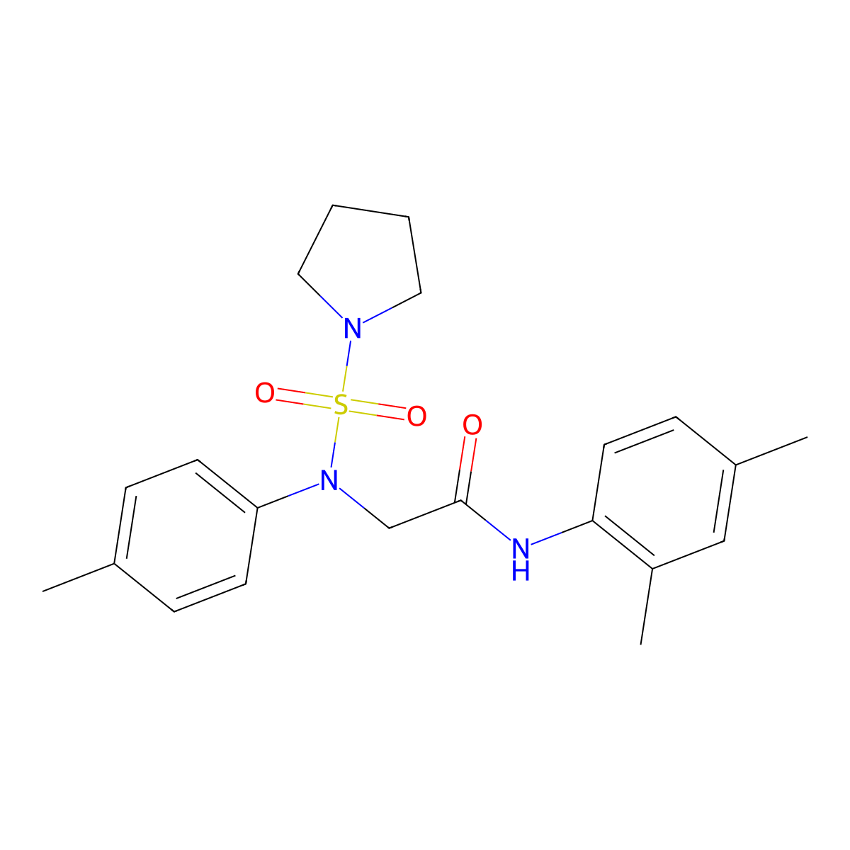 N-(2,4-dimethylphenyl)-2-(4-methyl-N-pyrrolidin-1-ylsulfonylanilino)acetamide molecular structure, CAS 634174-20-2
