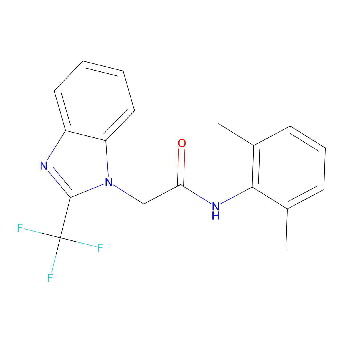 N-(2,6-dimethylphenyl)-2-[2-(trifluoromethyl)benzimidazol-1-yl]acetamide molecular structure, CAS 634174-41-7