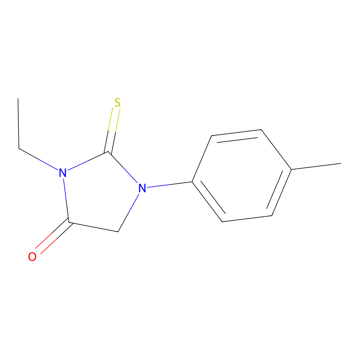 3-Ethyl-1-(4-methylphenyl)-2-thioxoimidazolidin-4-one molecular structure, CAS 634174-59-7