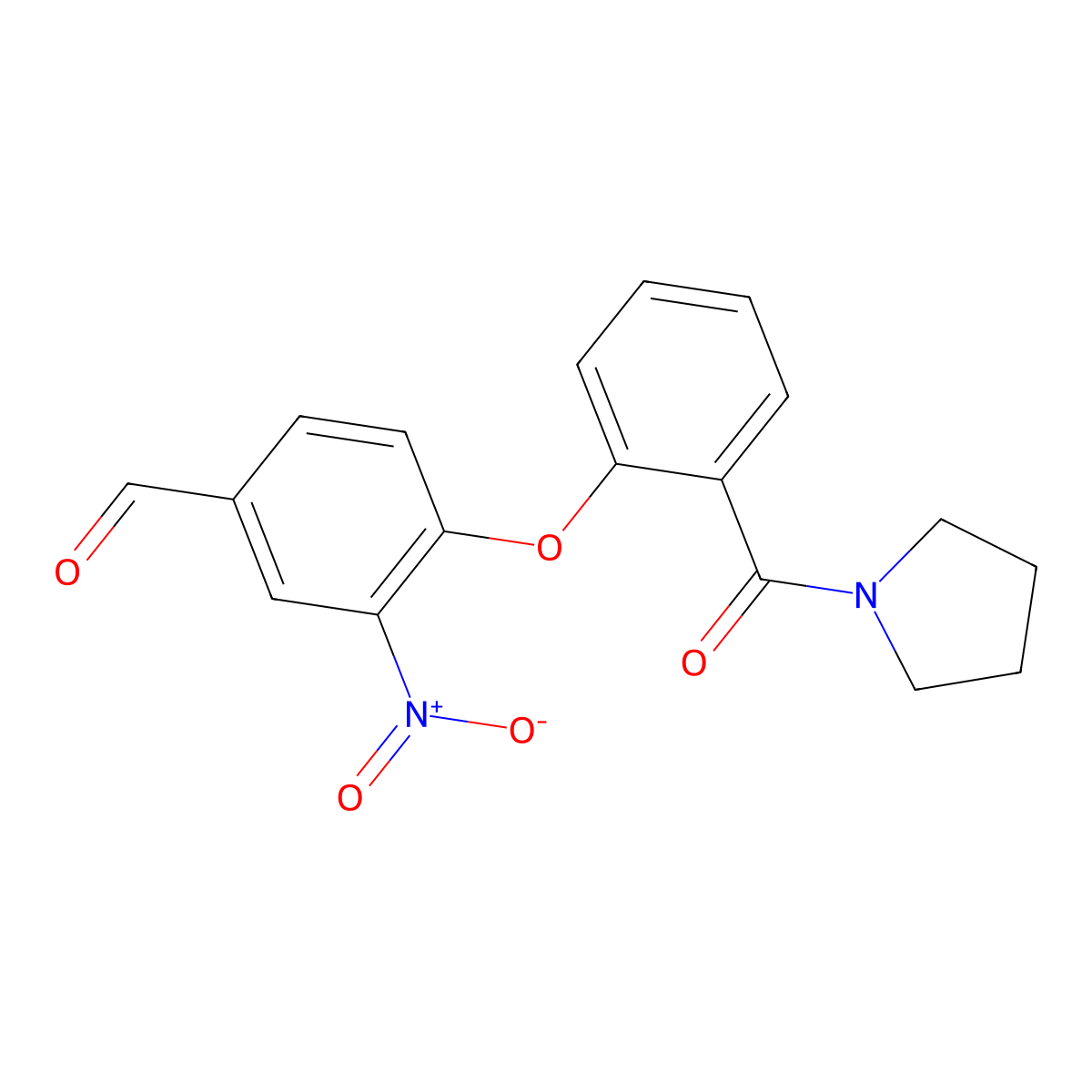 3-Nitro-4-[2-(pyrrolidinylcarbonyl)phenoxy]benzaldehyde molecular structure, CAS 634174-85-9