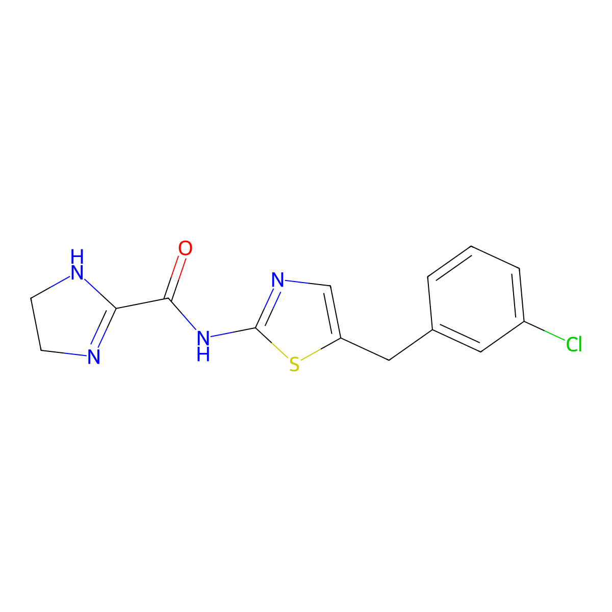 N-{5-[(3-Chlorophenyl)methyl]-1,3-thiazol-2-YL}-4,5-dihydro-1H-imidazole-2-carboxamide molecular structure, CAS 634174-96-2