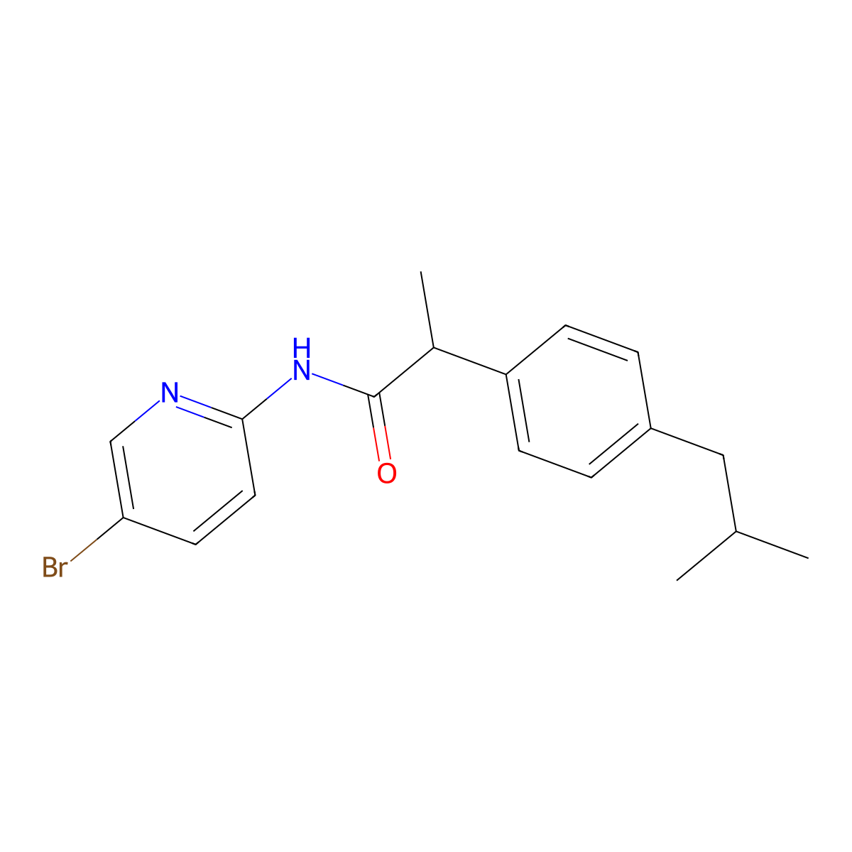 N-(5-bromopyridin-2-yl)-2-[4-(2-methylpropyl)phenyl]propanamide molecular structure, CAS 634175-81-8