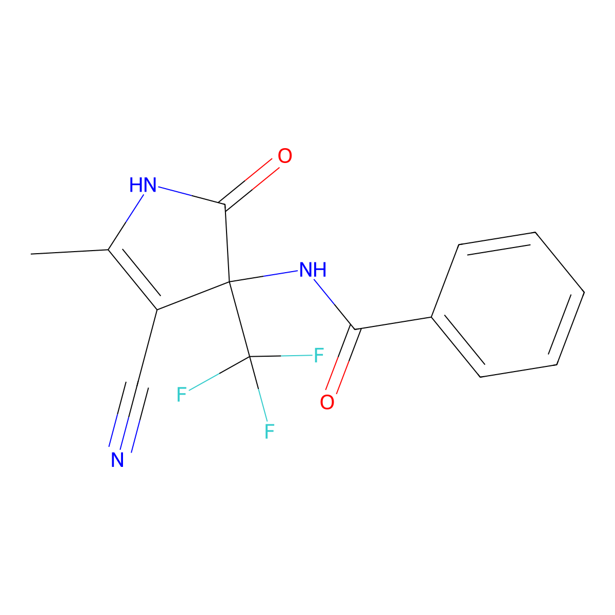 N-[4-cyano-5-methyl-2-oxo-3-(trifluoromethyl)-2,3-dihydro-1H-pyrrol-3-yl]benzamide molecular structure, CAS 634175-98-7