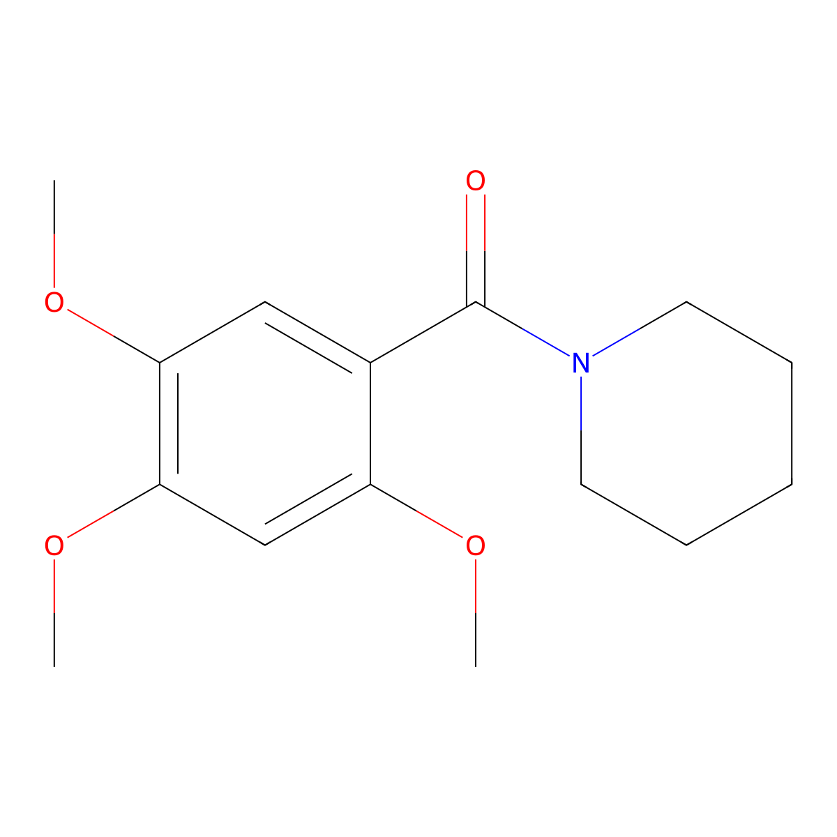 Piperidin-1-yl(2,4,5-trimethoxyphenyl)methanone molecular structure, CAS 634176-05-9