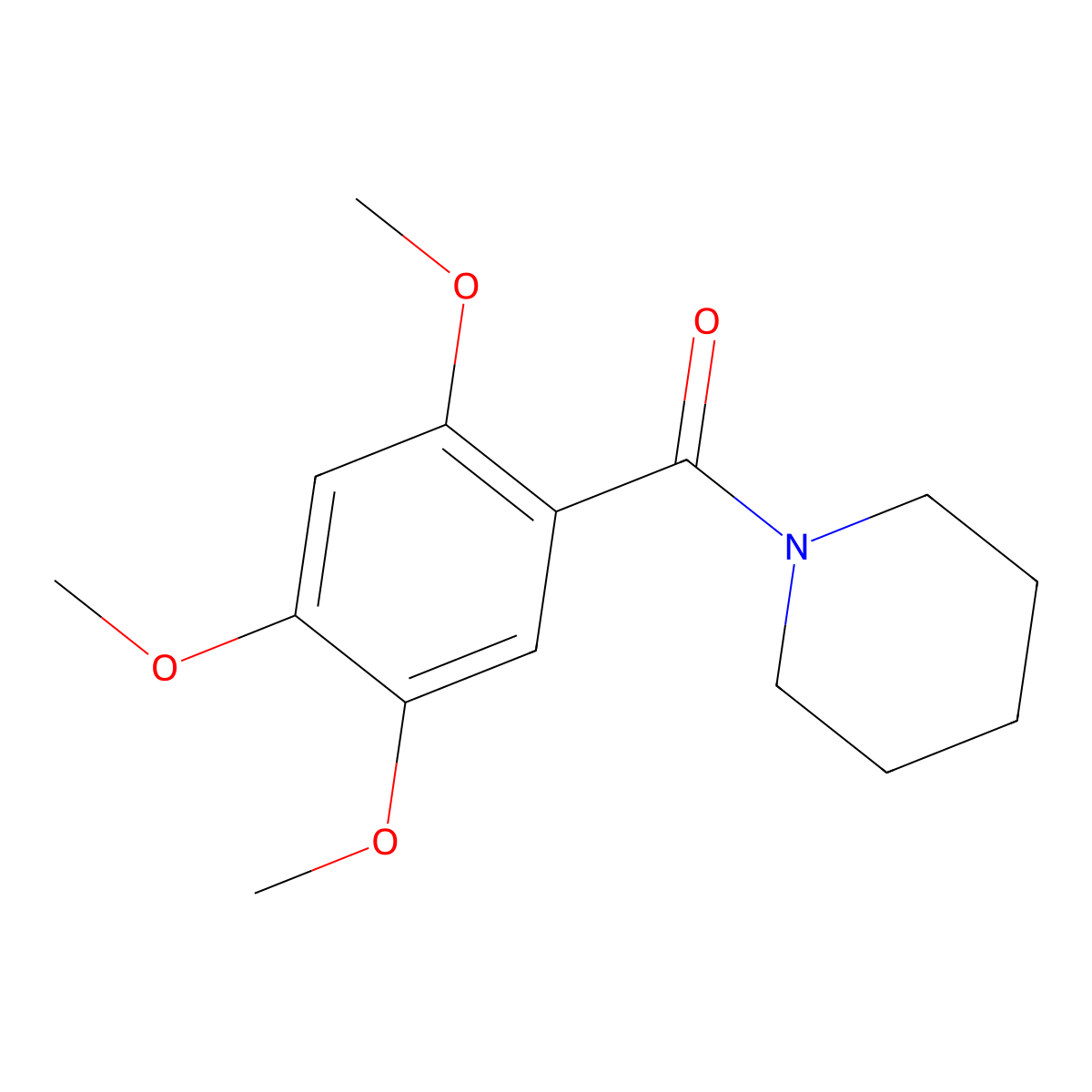 Piperidin-1-yl(2,4,5-trimethoxyphenyl)methanone molecular structure, CAS 634176-05-9