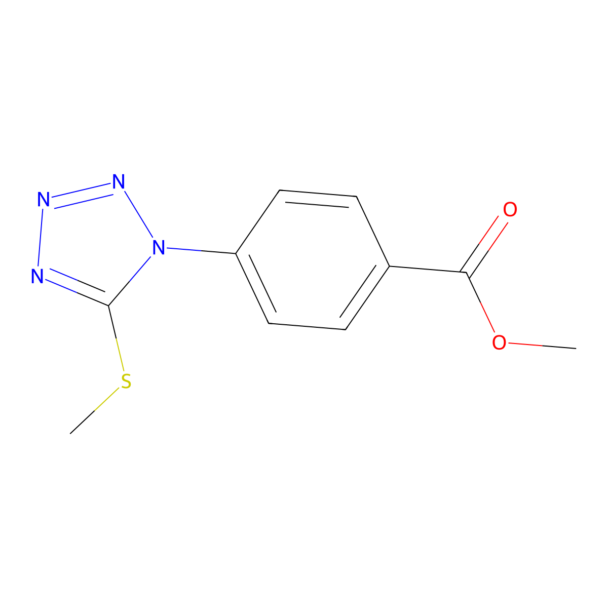 Methyl 4-(5-methylsulfanyltetrazol-1-yl)benzoate molecular structure, CAS 634176-14-0