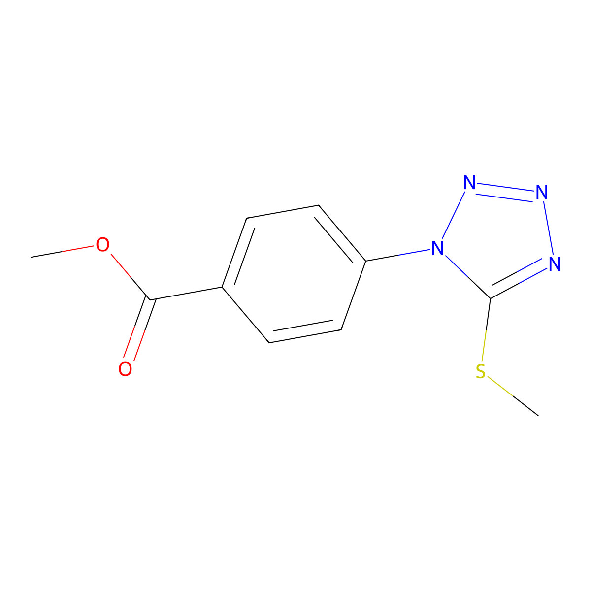 Methyl 4-(5-methylsulfanyltetrazol-1-yl)benzoate molecular structure, CAS 634176-14-0
