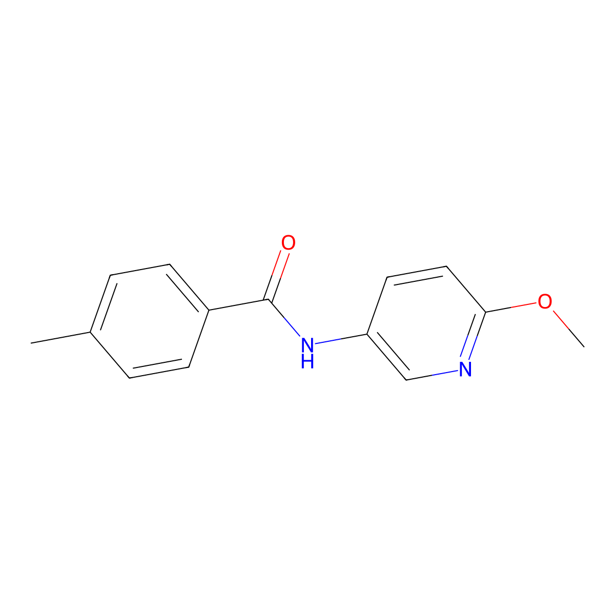 N-(6-methoxypyridin-3-yl)-4-methylbenzamide molecular structure, CAS 634177-09-6