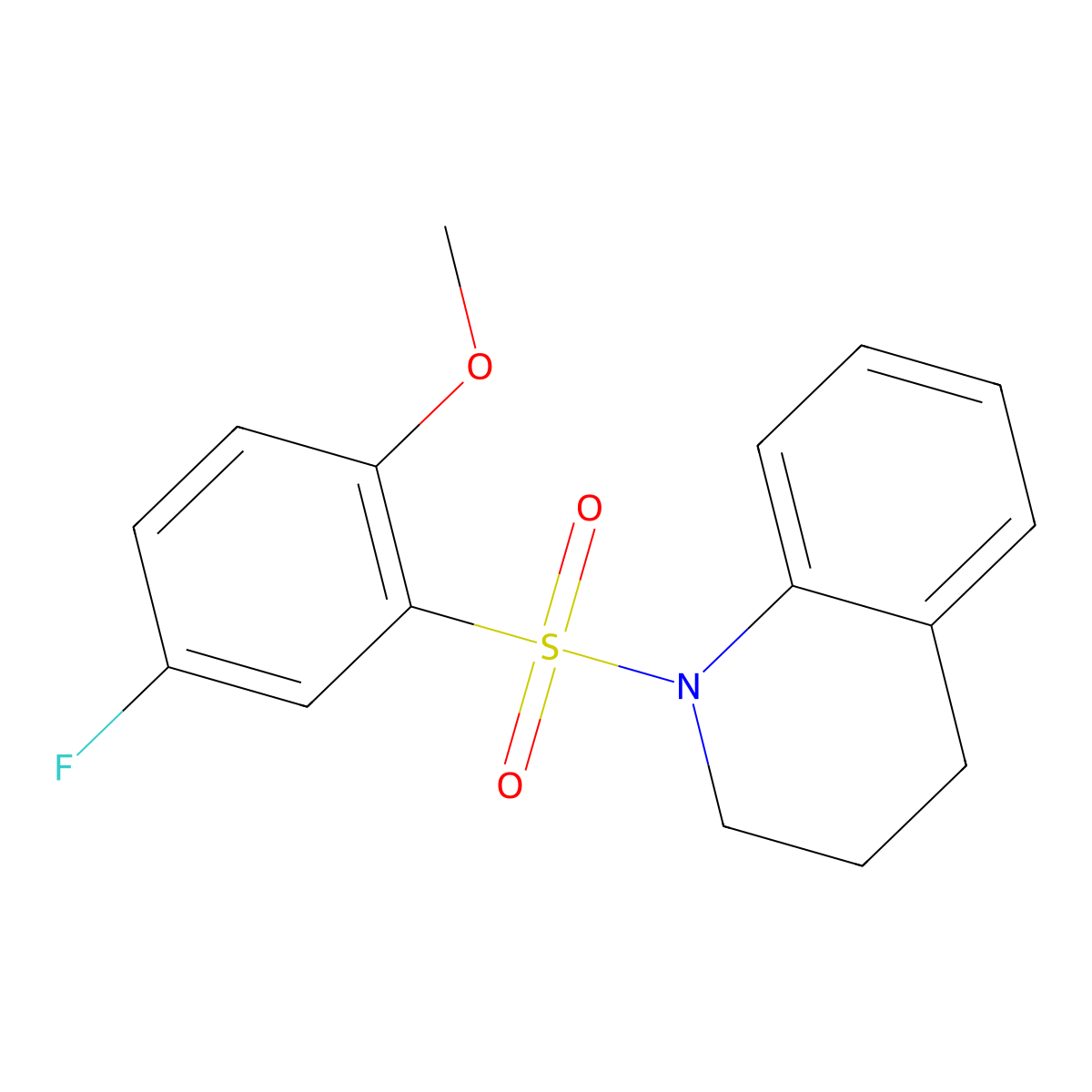 1-(5-fluoro-2-methoxyphenyl)sulfonyl-3,4-dihydro-2H-quinoline molecular structure, CAS 634177-38-1