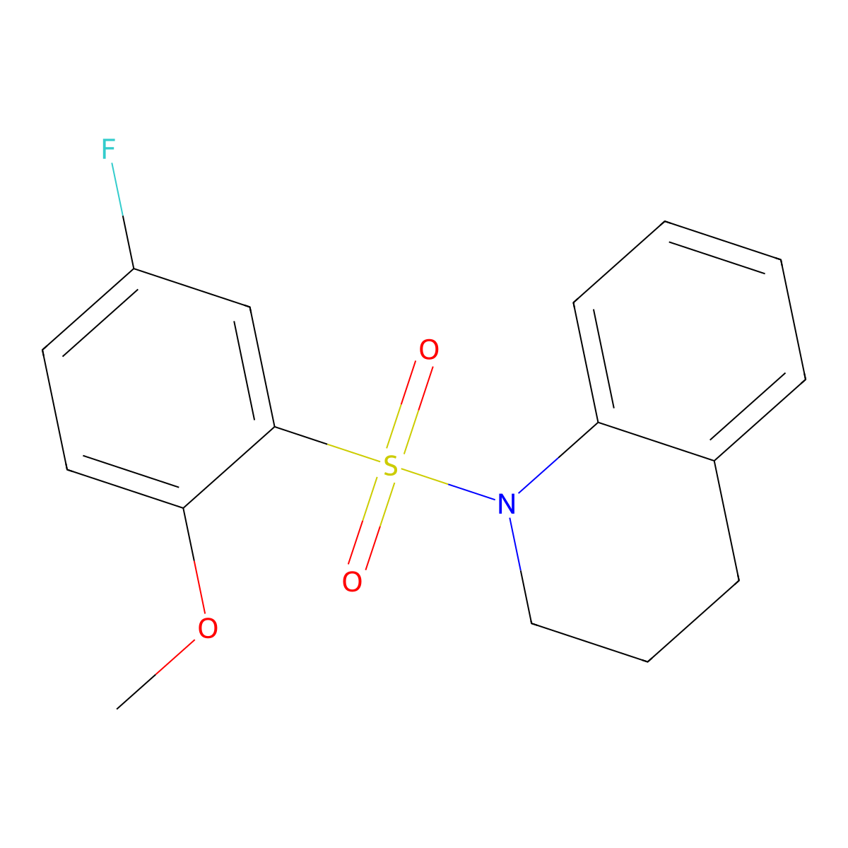 1-(5-fluoro-2-methoxyphenyl)sulfonyl-3,4-dihydro-2H-quinoline molecular structure, CAS 634177-38-1