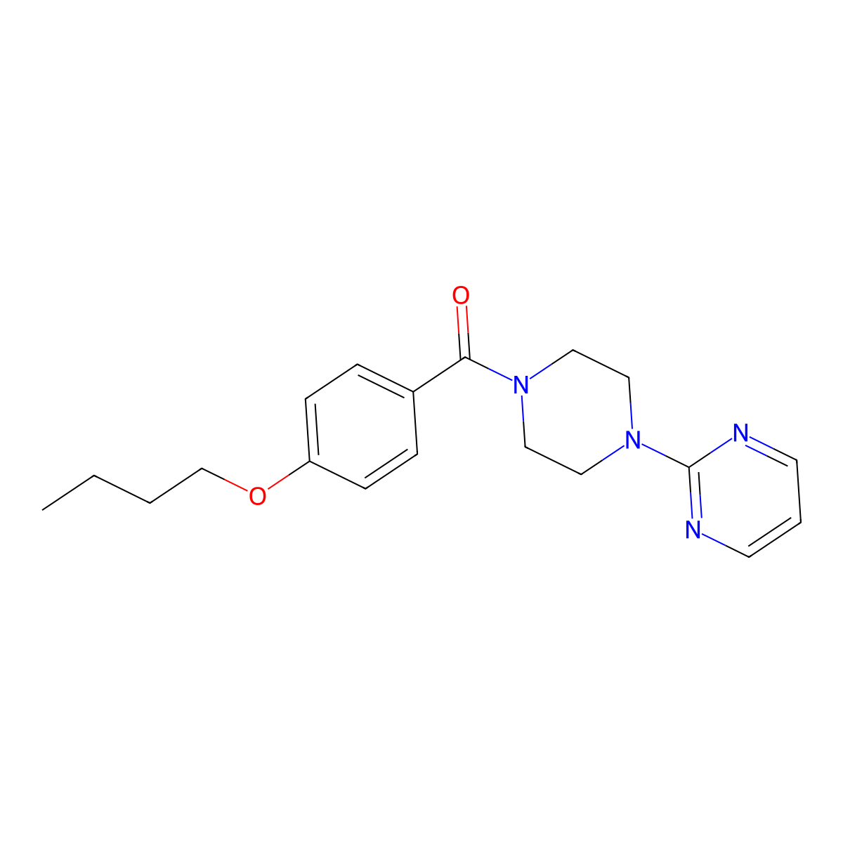(4-Butoxyphenyl)-(4-pyrimidin-2-ylpiperazin-1-yl)methanone molecular structure, CAS 634177-46-1