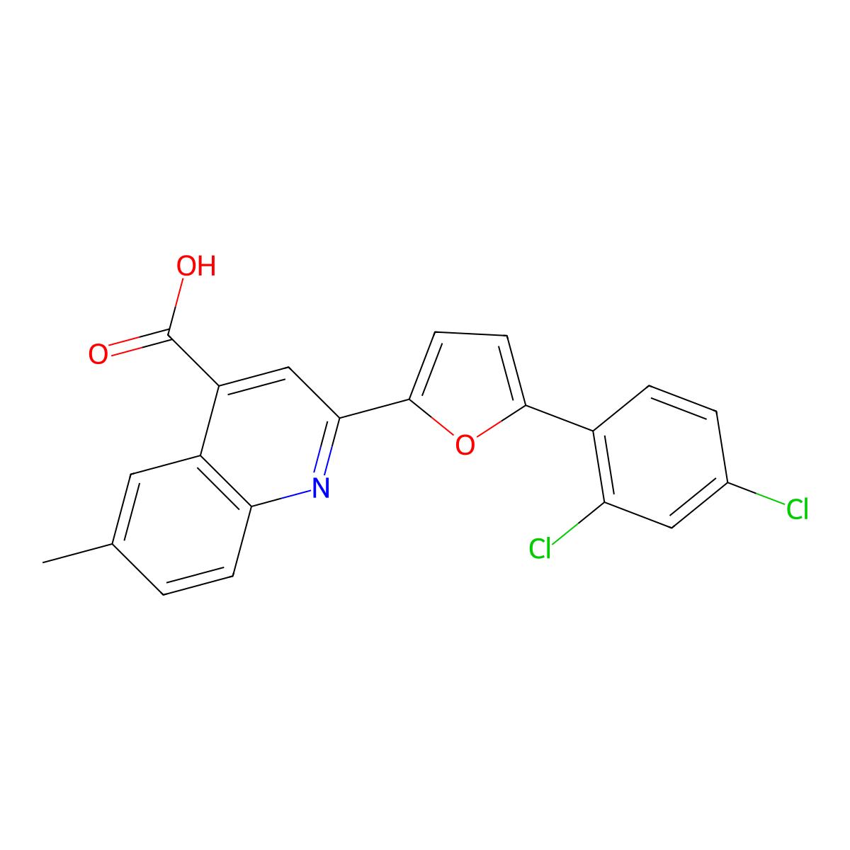2-[5-(2,4-Dichlorophenyl)furan-2-yl]-6-methylquinoline-4-carboxylic acid molecular structure, CAS 634177-79-0