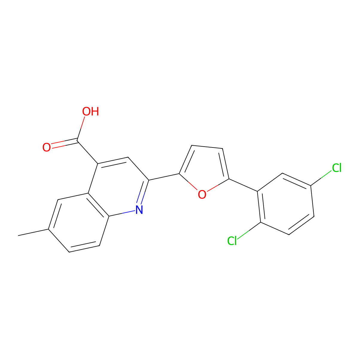 2-[5-(2,5-Dichlorophenyl)furan-2-yl]-6-methylquinoline-4-carboxylic acid molecular structure, CAS 634177-86-9