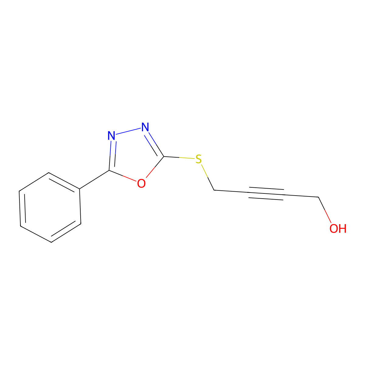 4-[(5-Phenyl-1,3,4-oxadiazol-2-yl)sulfanyl]but-2-yn-1-ol molecular structure, CAS 634178-03-3