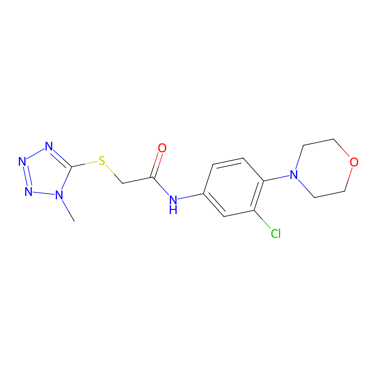 N-(3-chloro-4-morpholin-4-ylphenyl)-2-(1-methyltetrazol-5-yl)sulfanylacetamide molecular structure, CAS 634178-25-9