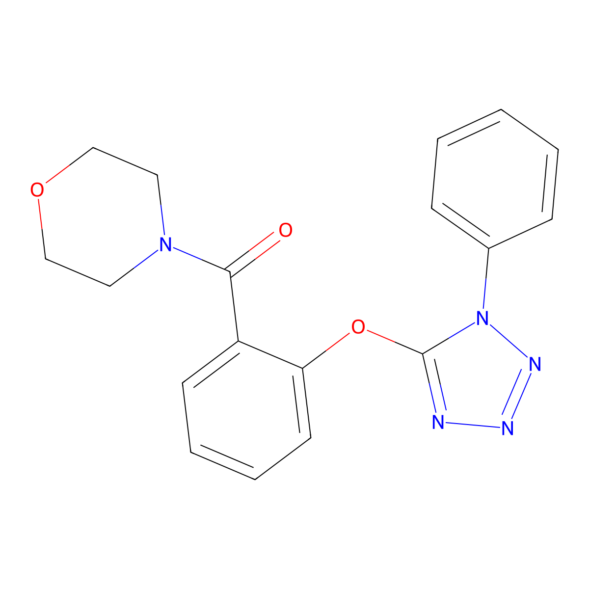 Morpholin-4-yl-[2-(1-phenyltetrazol-5-yl)oxyphenyl]methanone molecular structure, CAS 634178-27-1