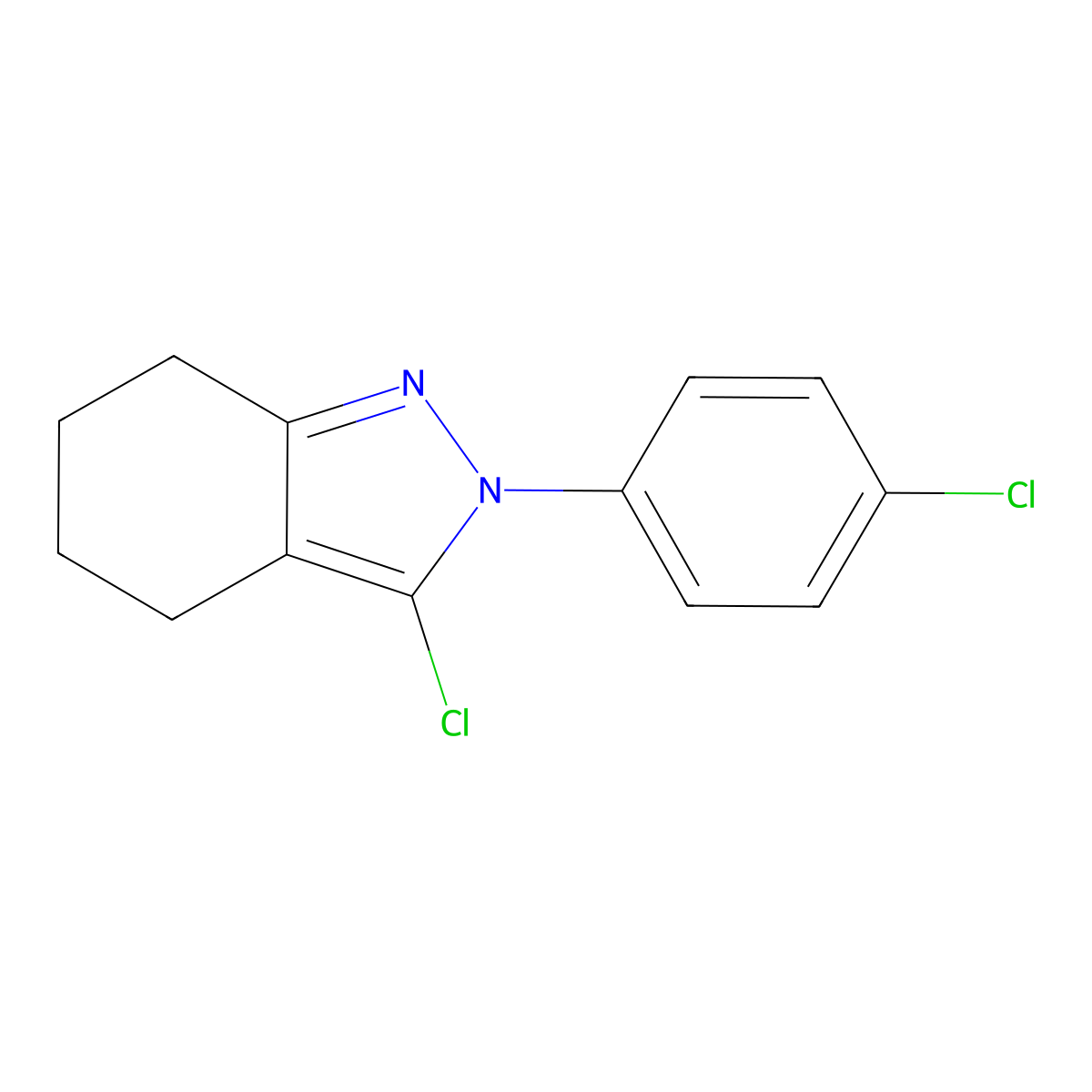 2H-Indazole, 3-chloro-2-(4-chlorophenyl)-4,5,6,7-tetrahydro- molecular structure, CAS 63418-93-9