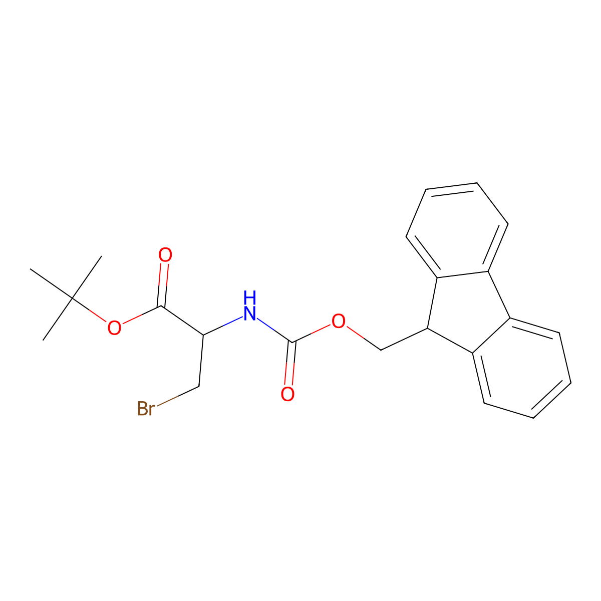 (R)-tert-Butyl 2-((((9H-fluoren-9-yl)methoxy)carbonyl)amino)-3-bromopropanoate molecular structure, CAS 634182-11-9