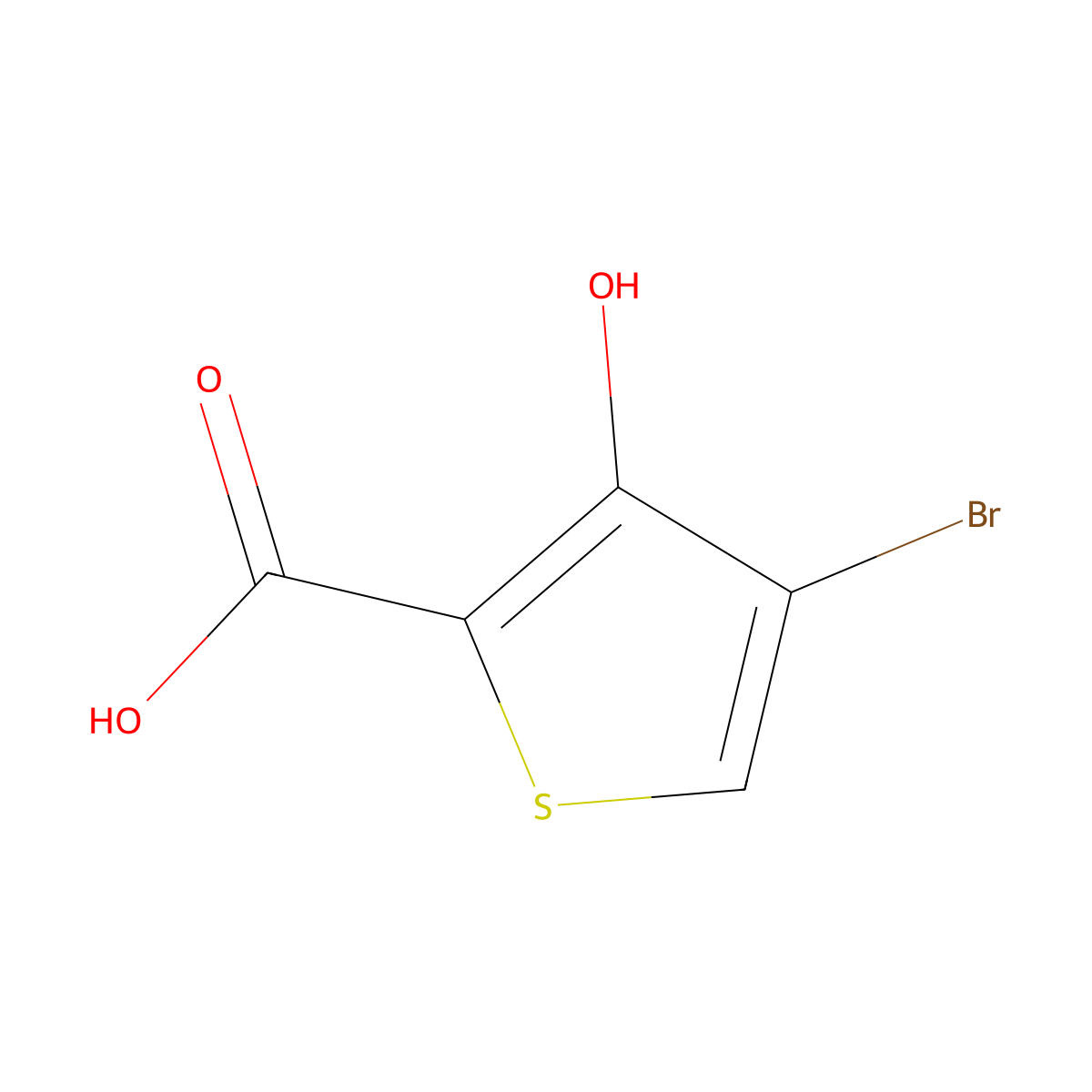 4-Bromo-3-hydroxythiophene-2-carboxylic acid molecular structure, CAS 634187-30-7