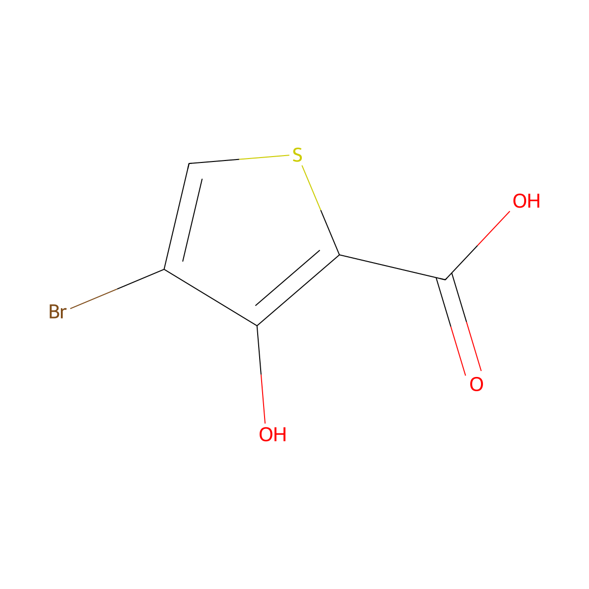4-Bromo-3-hydroxythiophene-2-carboxylic acid molecular structure, CAS 634187-30-7