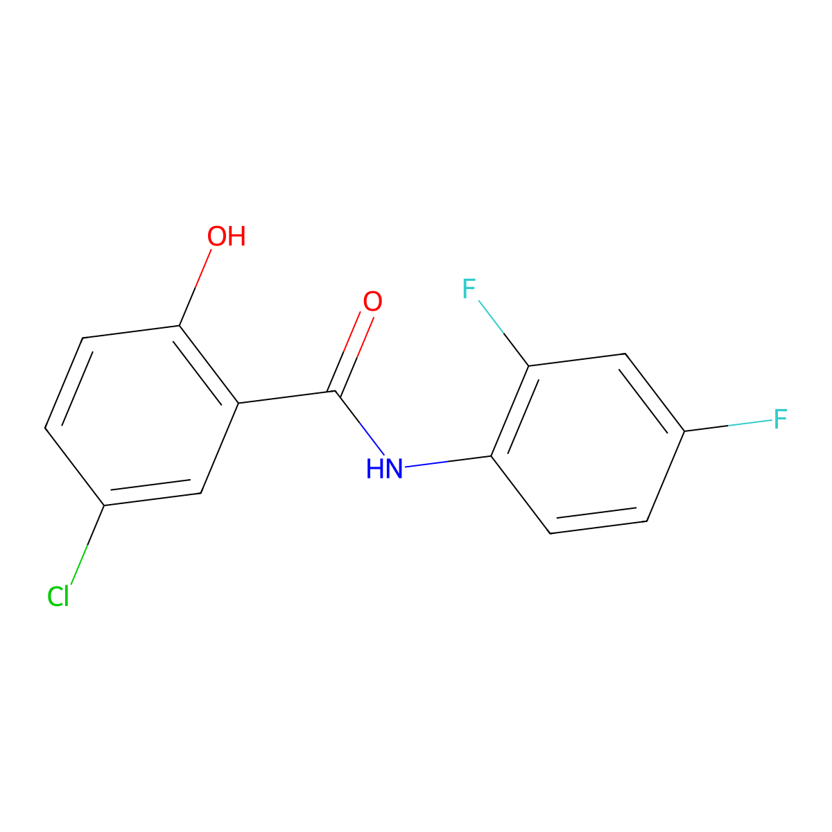 Benzamide, 5-chloro-N-(2,4-difluorophenyl)-2-hydroxy- molecular structure, CAS 634189-17-6