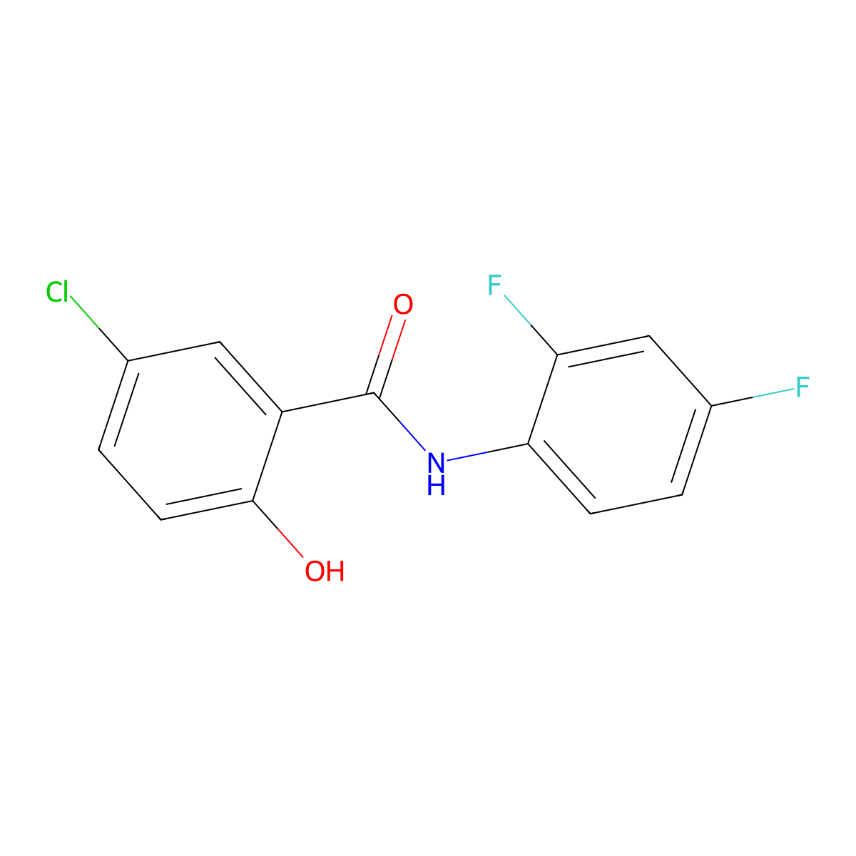Benzamide, 5-chloro-N-(2,4-difluorophenyl)-2-hydroxy- molecular structure, CAS 634189-17-6