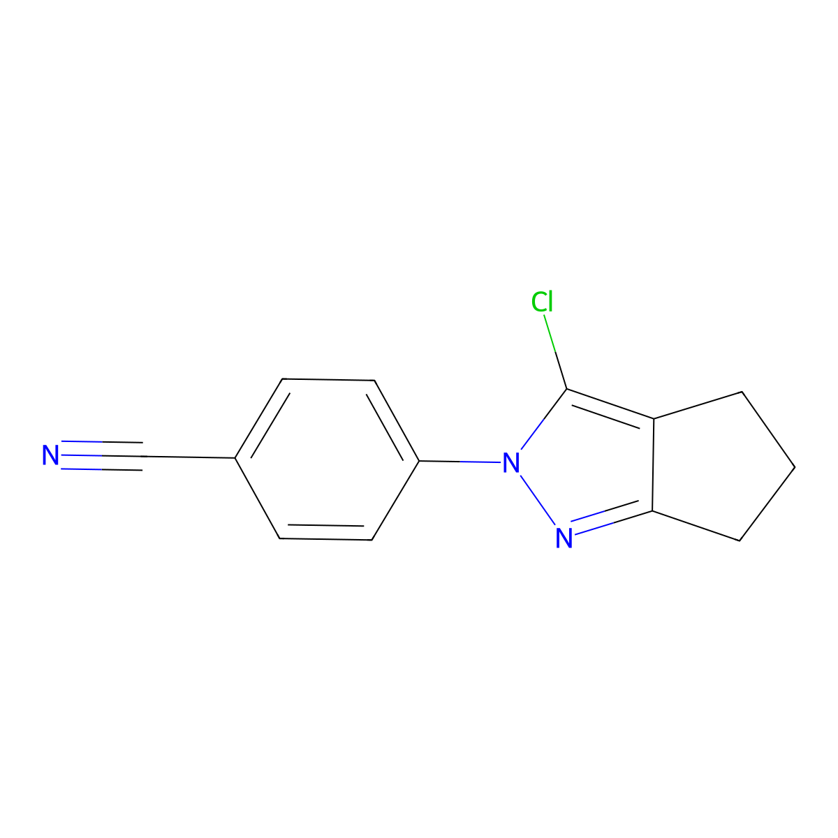 4-(3-Chloro-5,6-dihydrocyclopenta[c]pyrazol-2(4H)-yl)benzonitrile molecular structure, CAS 63419-40-9