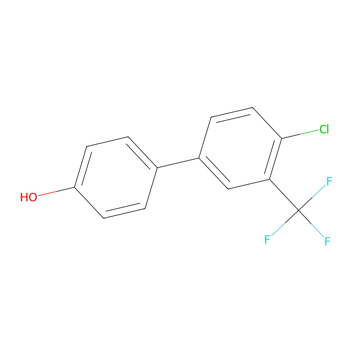 4'-Chloro-3'-(trifluoromethyl)biphenyl-4-ol molecular structure, CAS 634192-42-0