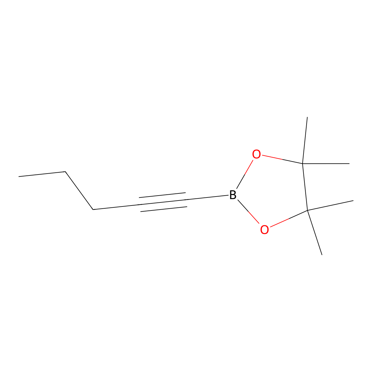 4,4,5,5-Tetramethyl-2-(pent-1-yn-1-yl)-1,3,2-dioxaborolane molecular structure, CAS 634196-62-6