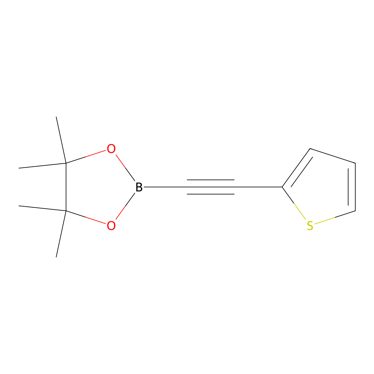 4,4,5,5-Tetramethyl-2-[2-(2-thienyl)ethynyl]-1,3,2-dioxaborolane molecular structure, CAS 634196-64-8