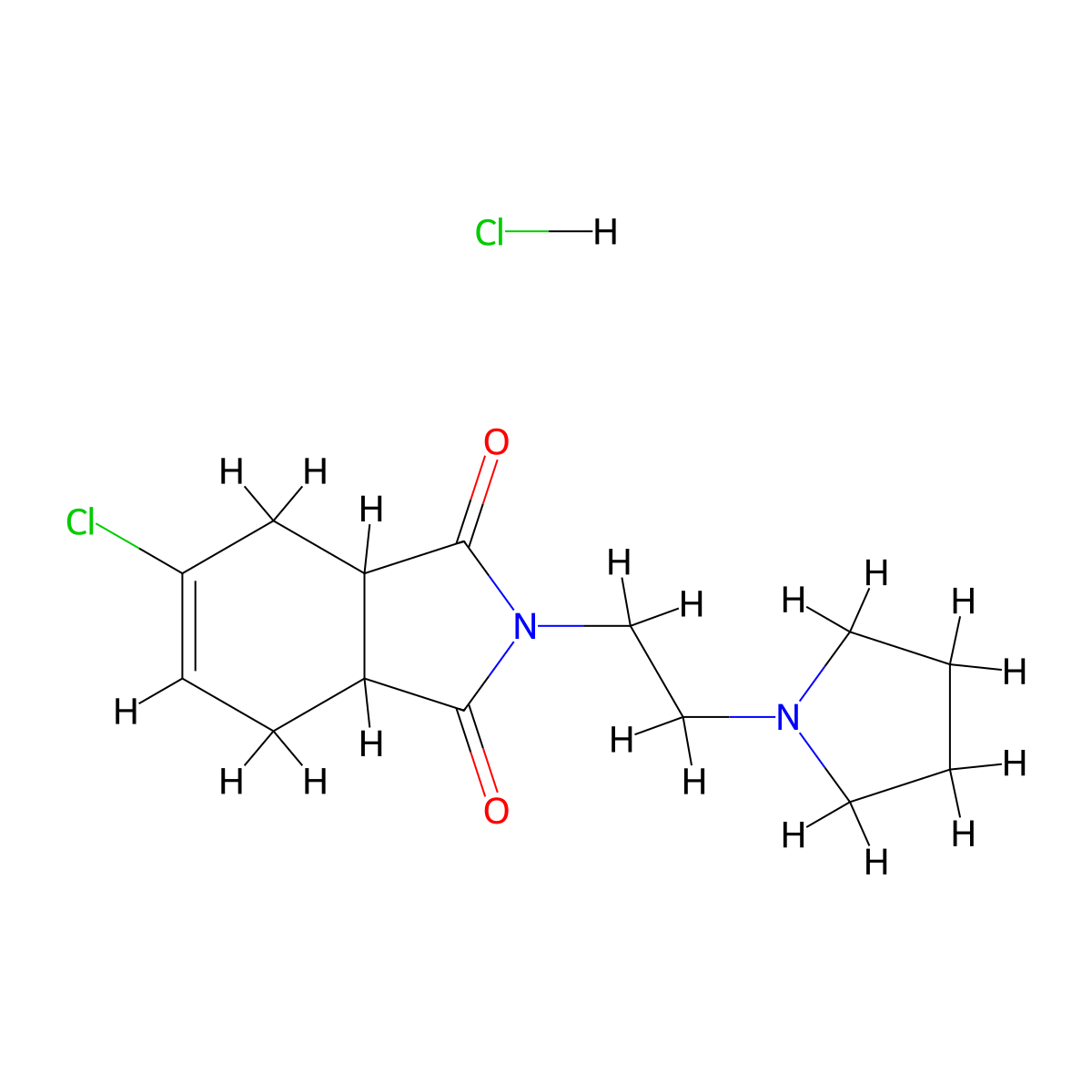 5-chloro-2-(2-pyrrolidin-1-ylethyl)-3a,4,7,7a-tetrahydroisoindole-1,3-dione Hydrochloride molecular structure, CAS 6342-00-3