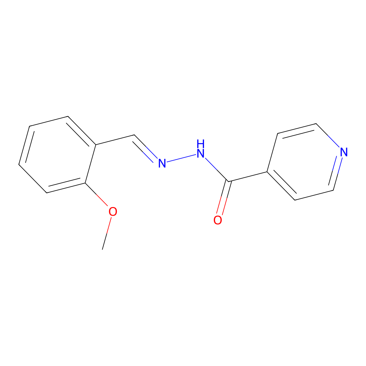Isonicotinoyl hydrazone of ortho-anisaldehyde molecular structure, CAS 6342-48-9