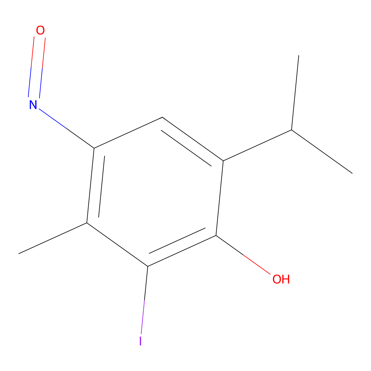 2-Iodo-6-isopropyl-3-methyl-4-nitrosophenol molecular structure, CAS 6342-74-1
