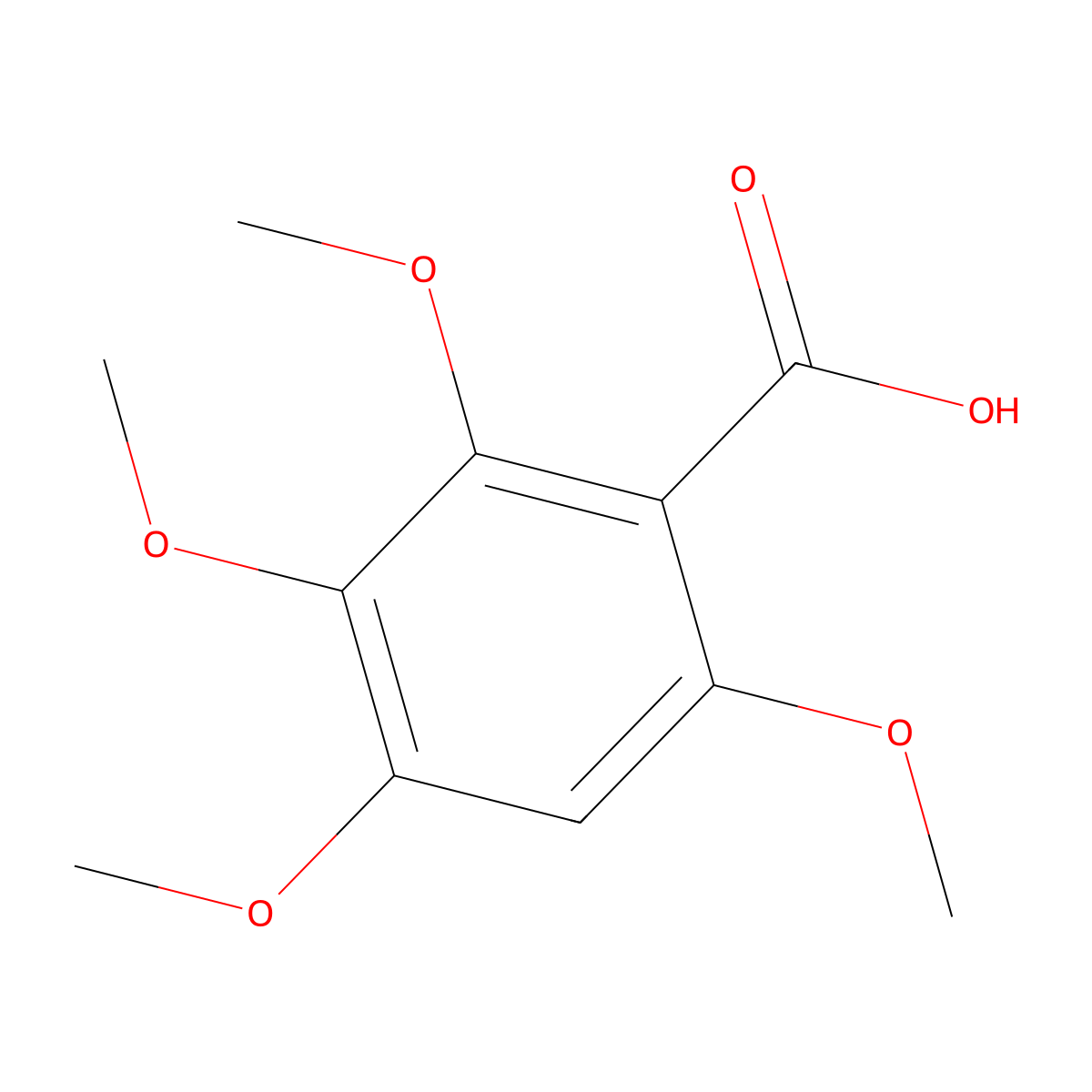 2,3,4,6-Tetramethoxybenzoic acid molecular structure, CAS 6342-81-0