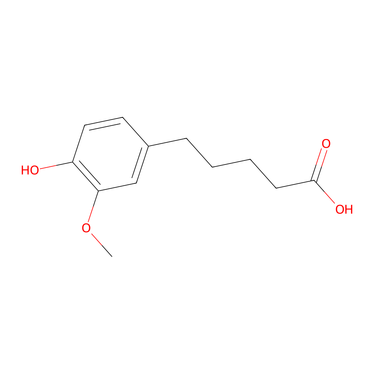 5-(4-Hydroxy-3-methoxyphenyl)pentanoic acid molecular structure, CAS 6342-85-4