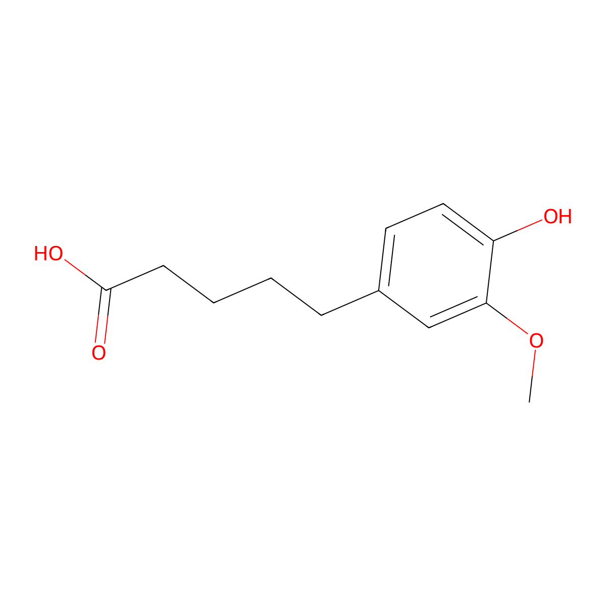 5-(4-Hydroxy-3-methoxyphenyl)pentanoic acid molecular structure, CAS 6342-85-4