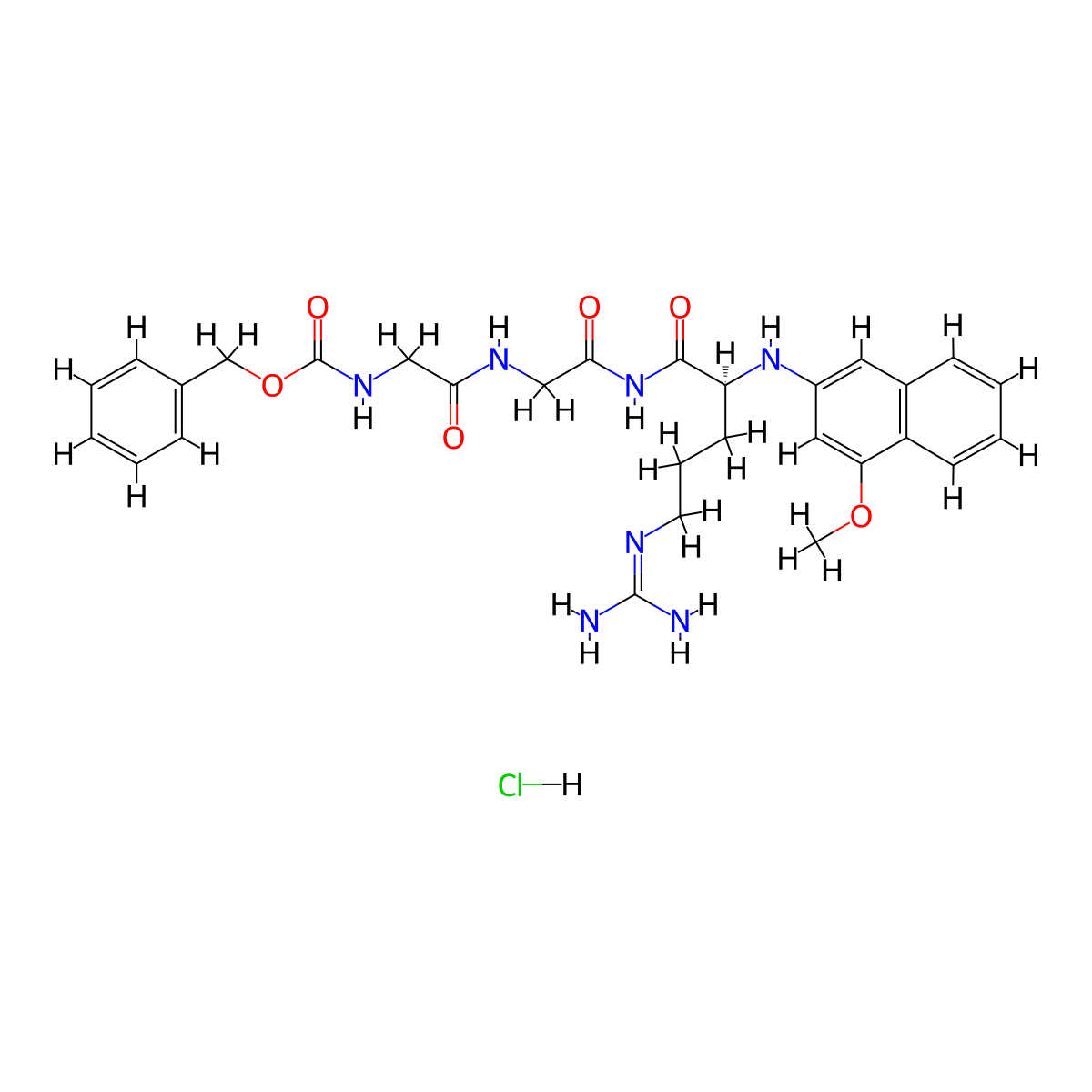 Benzoyloxycarbonylglycyl-glycyl-arginine-4-methoxy-2-naphthylamide molecular structure, CAS 63424-41-9