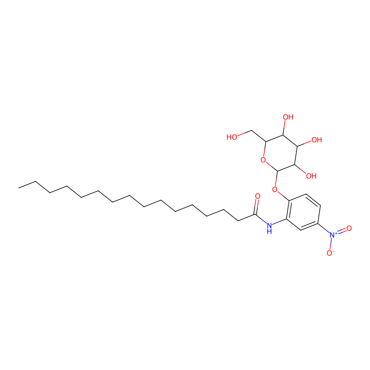 N-(2-(beta-D-Galactopyranosyloxy)-5-nitrophenyl)hexadecanamide molecular structure, CAS 63424-42-0