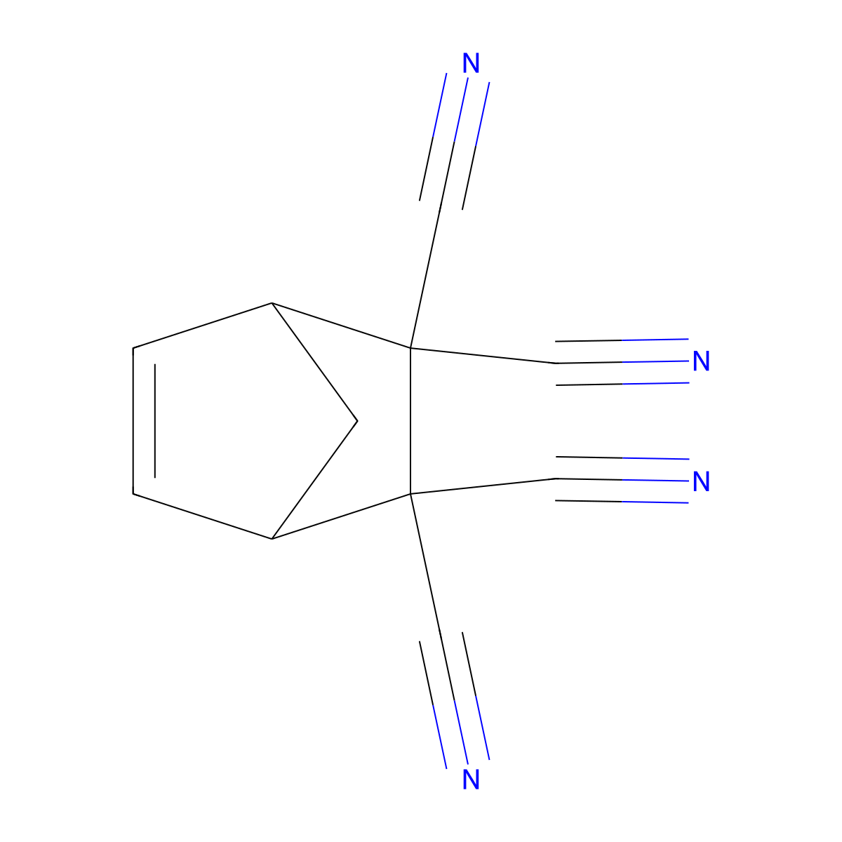 Bicyclo(2.2.1)hept-5-ene-2,2,3,3-tetracarbonitrile molecular structure, CAS 6343-21-1