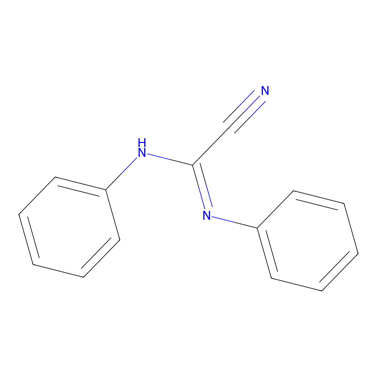 1-Cyano-N,N'-diphenylformamidine molecular structure, CAS 6343-76-6
