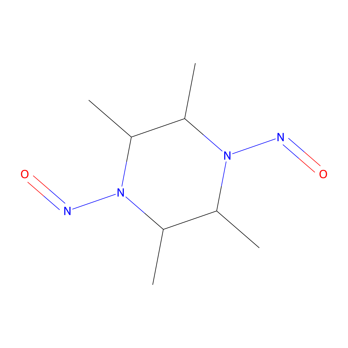 2,3,5,6-Tetramethyl-1,4-dinitrosopiperazine molecular structure, CAS 63441-59-8