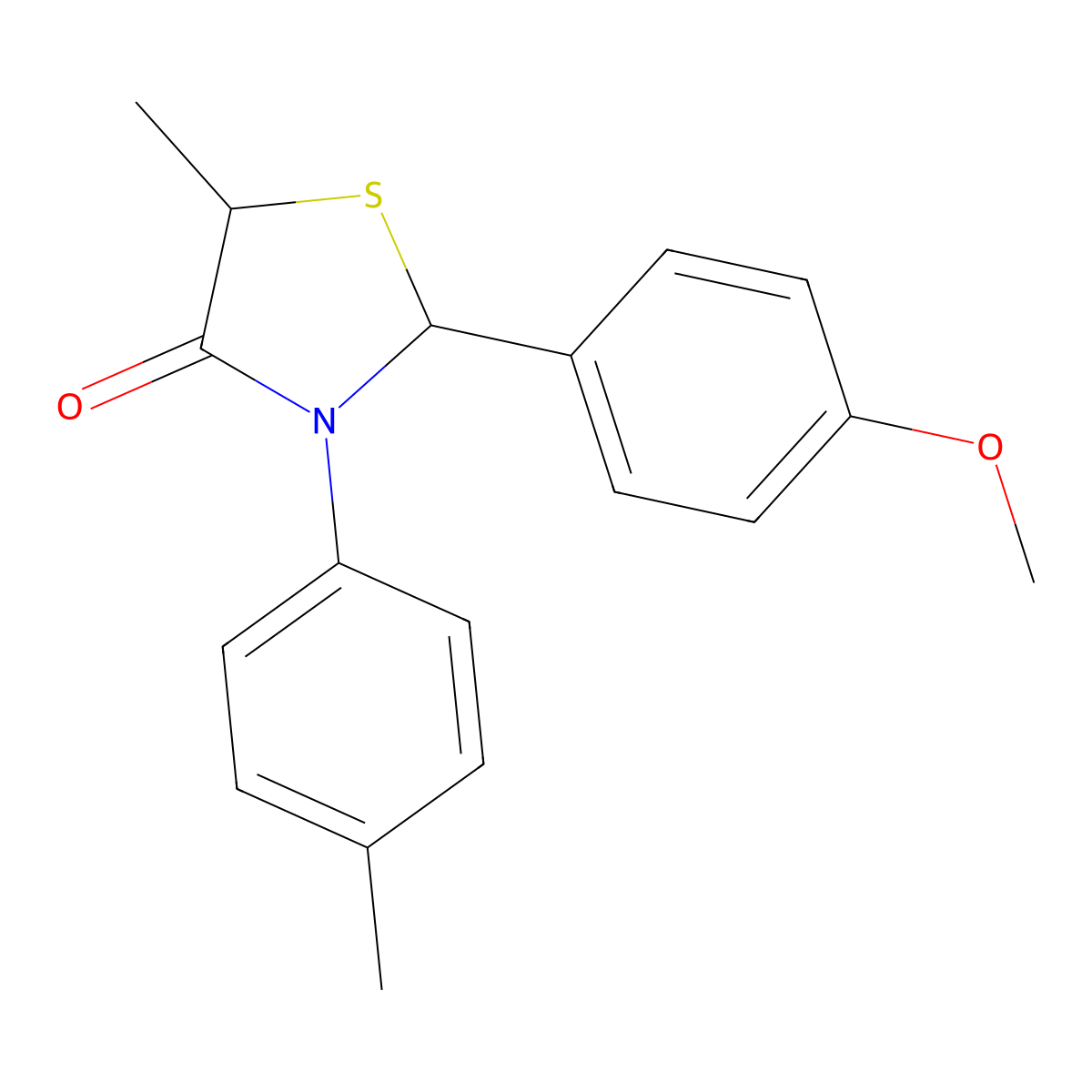 2-(4-Methoxyphenyl)-5-methyl-3-(4-methylphenyl)-1,3-thiazolidin-4-one molecular structure, CAS 63445-37-4