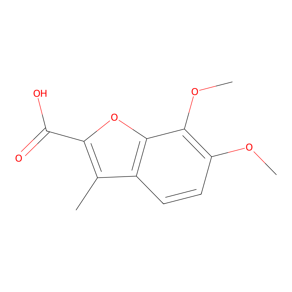 6,7-Dimethoxy-3-methyl-1-benzofuran-2-carboxylic acid molecular structure, CAS 63445-53-4