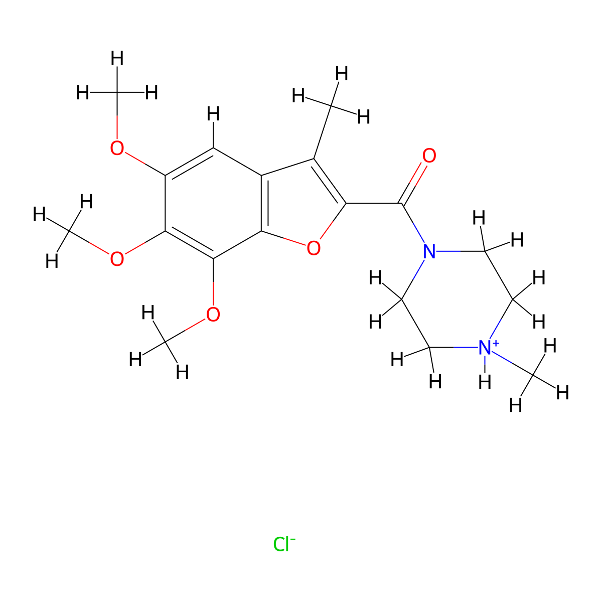 Ketone, 4-methyl-1-piperazinyl 3-methyl-5,6-7-trimethoxy-2-benzofuranyl, hydrochloride molecular structure, CAS 63446-00-4