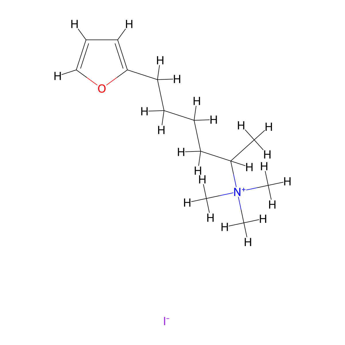 6-(Furan-2-yl)-N,N,N-trimethylhexan-2-aminium iodide molecular structure, CAS 63446-16-2