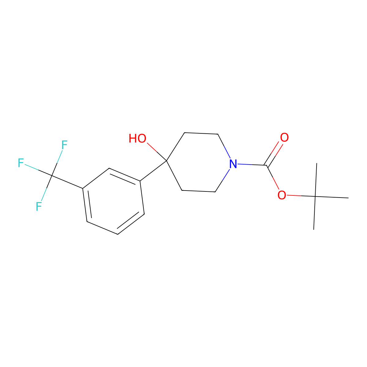 Tert-butyl 4-hydroxy-4-[3-(trifluoromethyl)phenyl]piperidine-1-carboxylate molecular structure, CAS 634464-86-1