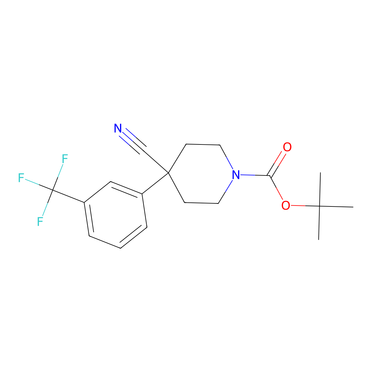 1-Boc-4-cyano-4-(3-trifluoromethylphenyl)-piperidine molecular structure, CAS 634465-43-3