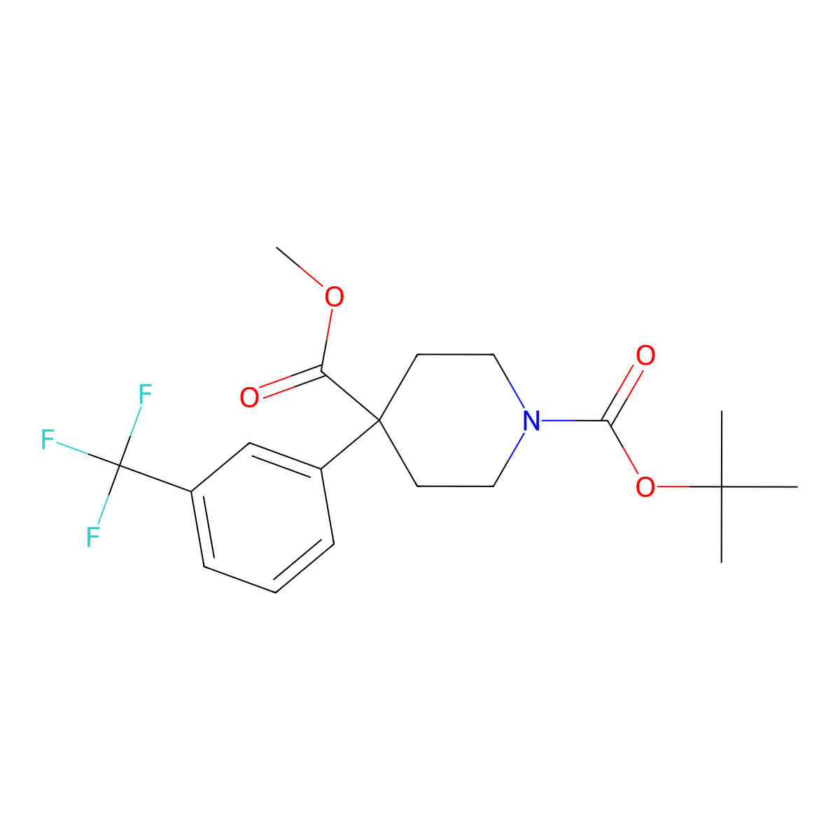 1-Boc-4-[3-(trifluoromethyl)phenyl]-4-piperidinecarboxylic acid methyl ester molecular structure, CAS 634466-24-3